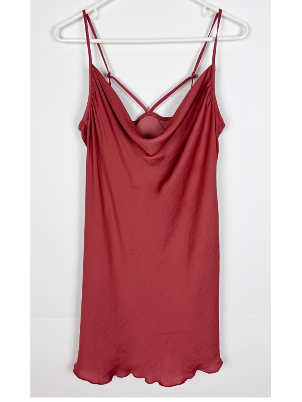 Intimately Free People Slip Dress Size Large Satin Mini Strappy Back Cowl Neck - Picture 9 of 9
